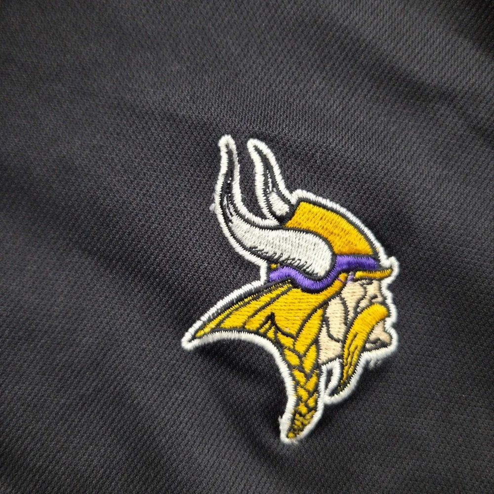 Reebok Play Dry‎ NFL Minnesota Vikings Polo Shirt NFL Football Black Mens Large
